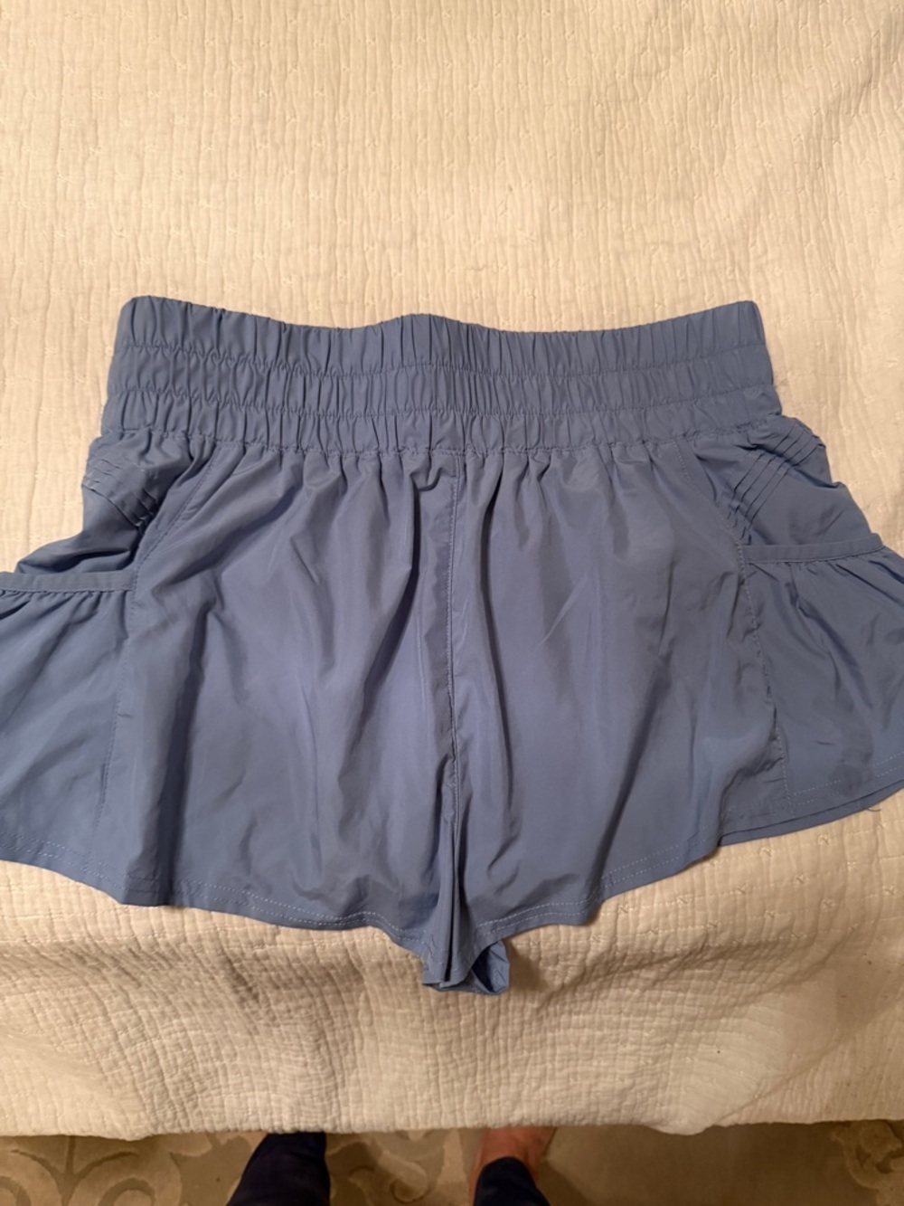 FP Movement by Free People Dusty Blue Smocked-Waist Athletic Shorts (blue)